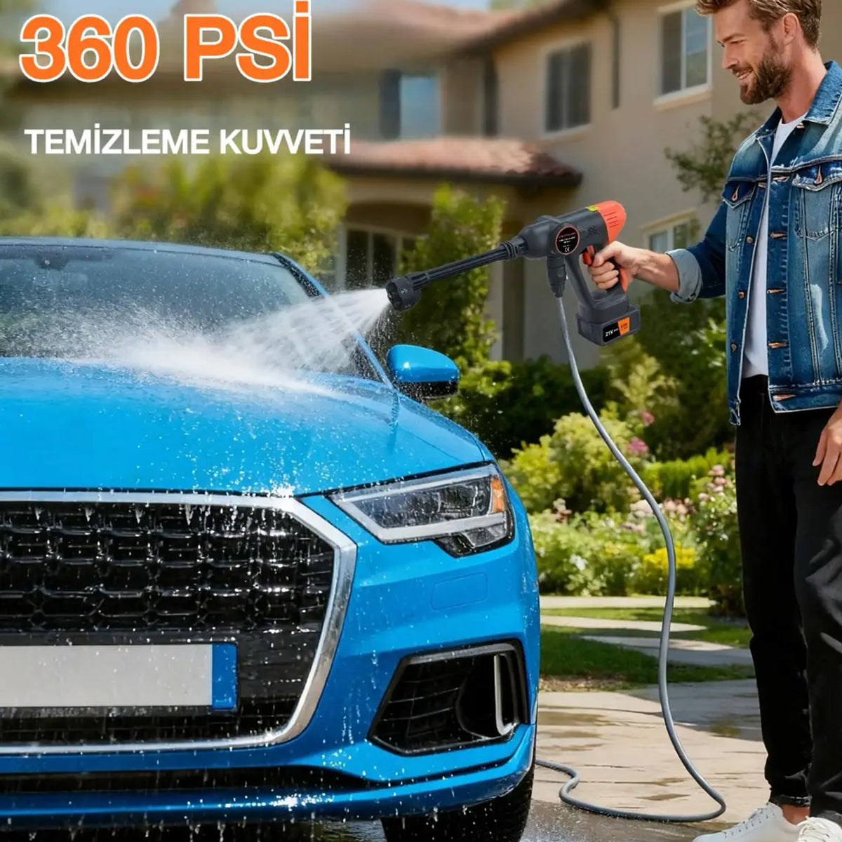 Çift Akülü Şarjlı Yüksek Basınçlı Oto Araba Bahçe Yıkama Ve Temizleme Tabancası Makinesi