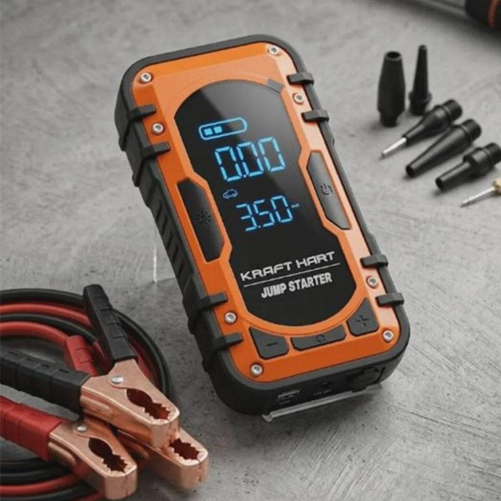 Akü Takviye Cihazı | 4'ü 1 Arada Powerbank, Hava Kompresörü, LCD Ekran, 12.000mAh 150PSI