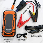 Akü Takviye Cihazı | 4'ü 1 Arada Powerbank, Hava Kompresörü, LCD Ekran, 12.000mAh 150PSI