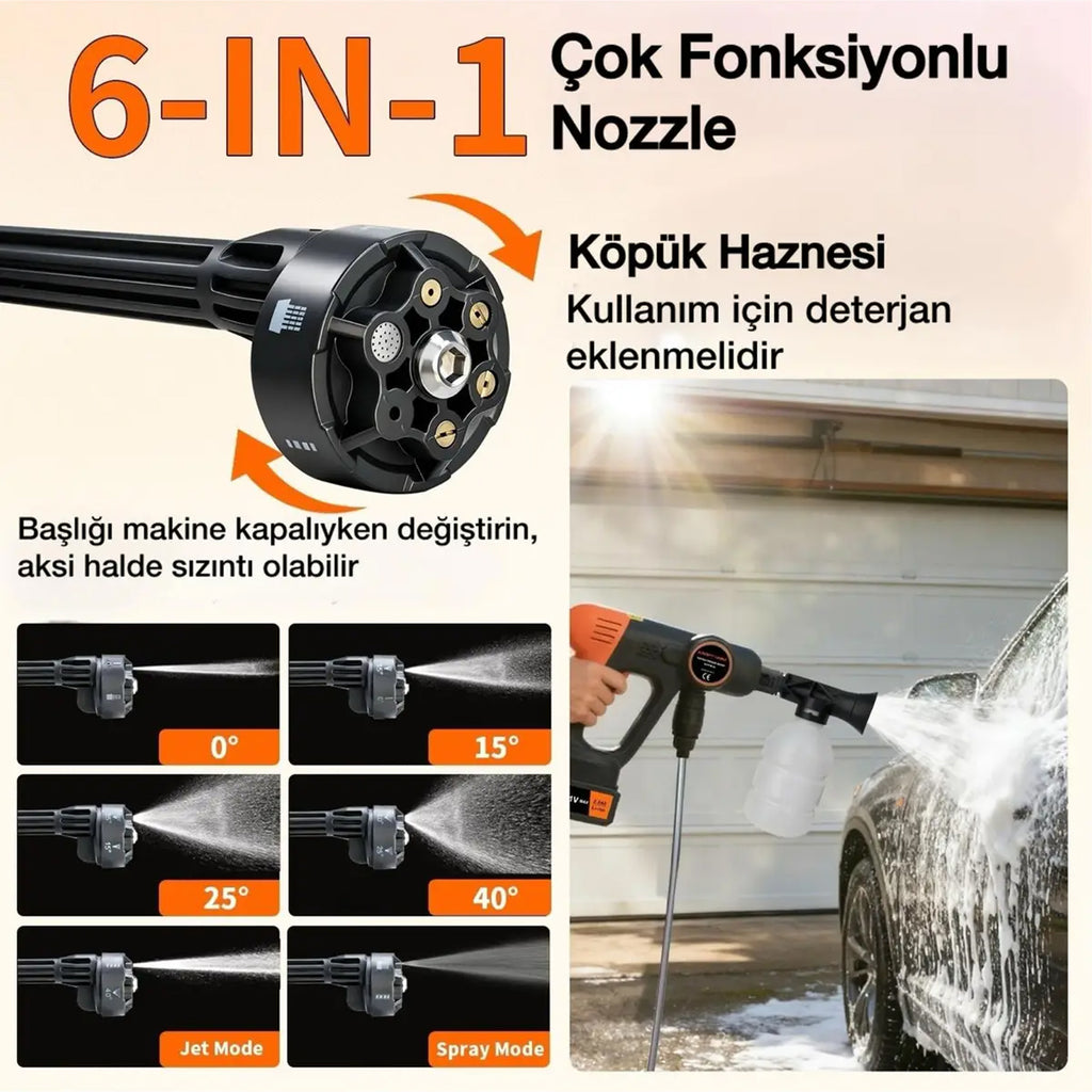Çift Akülü Şarjlı Yüksek Basınçlı Oto Araba Bahçe Yıkama Ve Temizleme Tabancası Makinesi