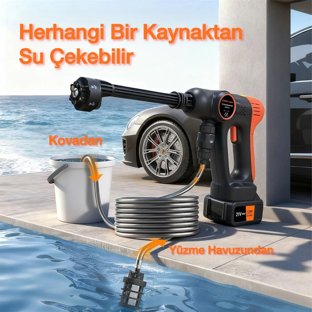 Çift Akülü Şarjlı Yüksek Basınçlı Oto Araba Bahçe Yıkama Ve Temizleme Tabancası Makinesi