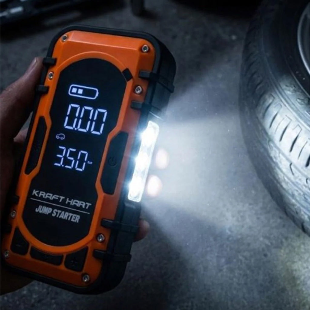 Akü Takviye Cihazı | 4'ü 1 Arada Powerbank, Hava Kompresörü, LCD Ekran, 12.000mAh 150PSI