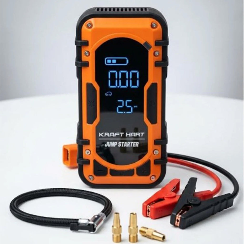 Akü Takviye Cihazı | 4'ü 1 Arada Powerbank, Hava Kompresörü, LCD Ekran, 12.000mAh 150PSI